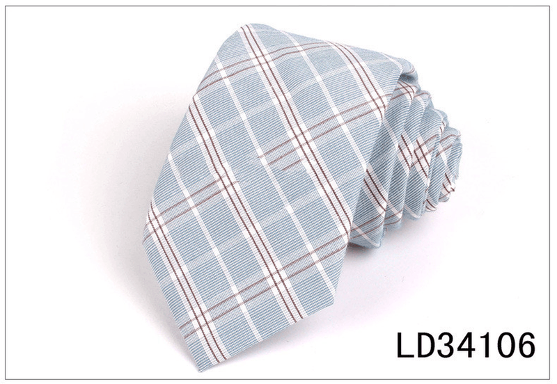 plaid polyester silk necktie, view 2 - MRSLM