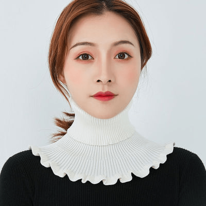 women's wool knit triangle bib neck warmer, view 7 - MRSLM