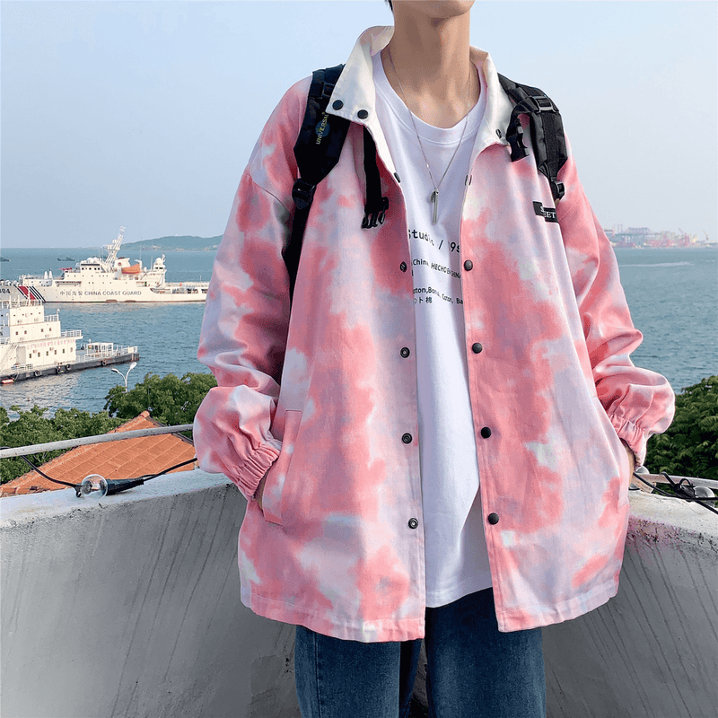 Men's tie-dye cotton baseball jacket, view 3 - MRSLM