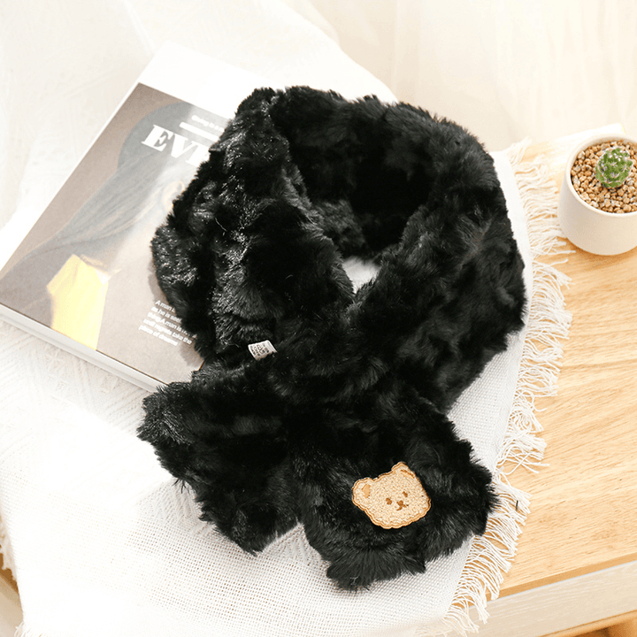 Women'S Winter Korean Style All-Match Plush Bear Scarf - MRSLM