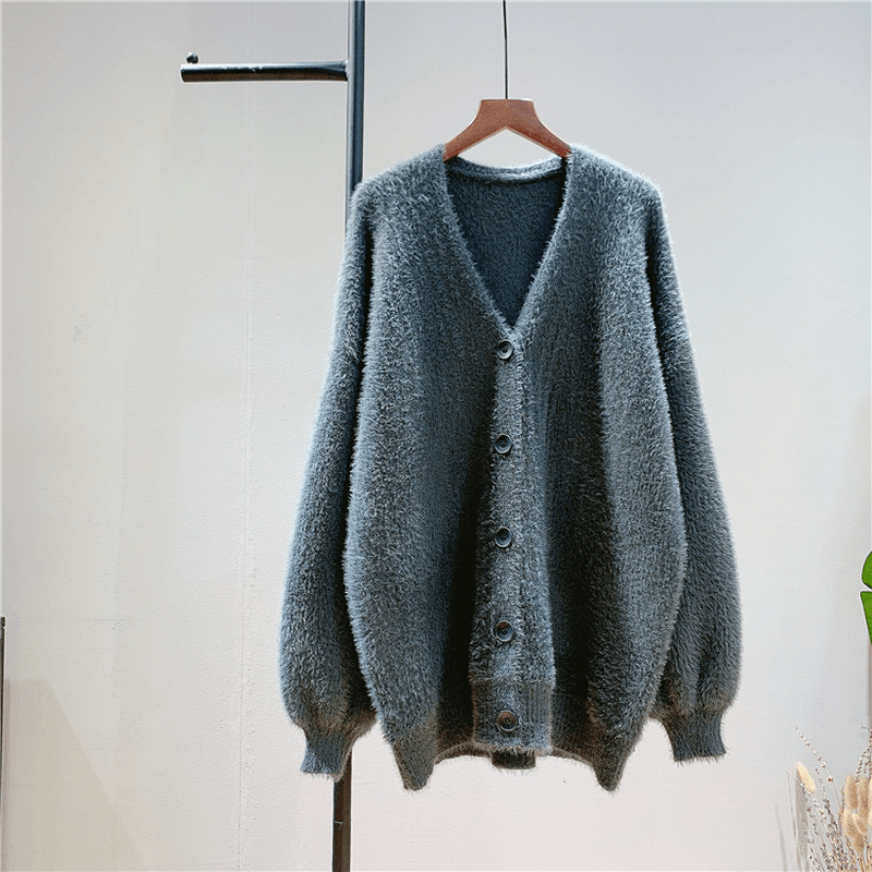 women's knitted poncho sweater coat, view 3 - MRSLM
