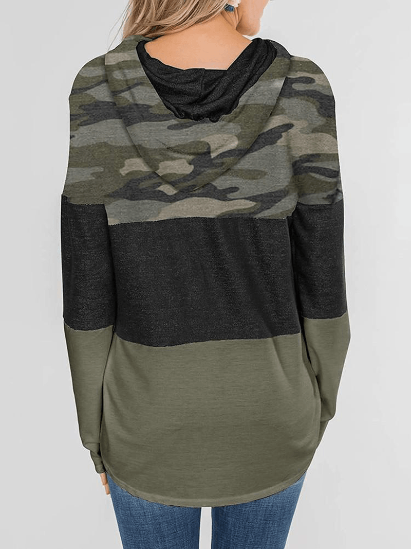 Long Sleeve Hooded Casual Print Sweatshirt - MRSLM