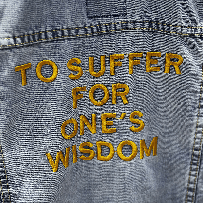 Embroidered ripped denim jacket, view 3 - MRSLM