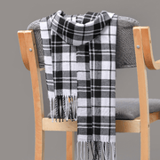 plaid imitation cashmere tassel scarf, view 5 - MRSLM