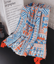 fringed ethnic cotton linen scarf, view 7 - MRSLM
