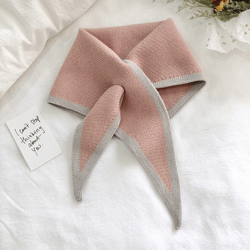 triangle knitted shawl scarf, view 3 - MRSLM