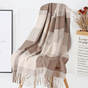 women's plaid wool tassel scarf, view 23 - MRSLM