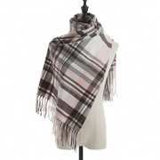 plaid imitation cashmere scarf with tassels, view 7 - MRSLM