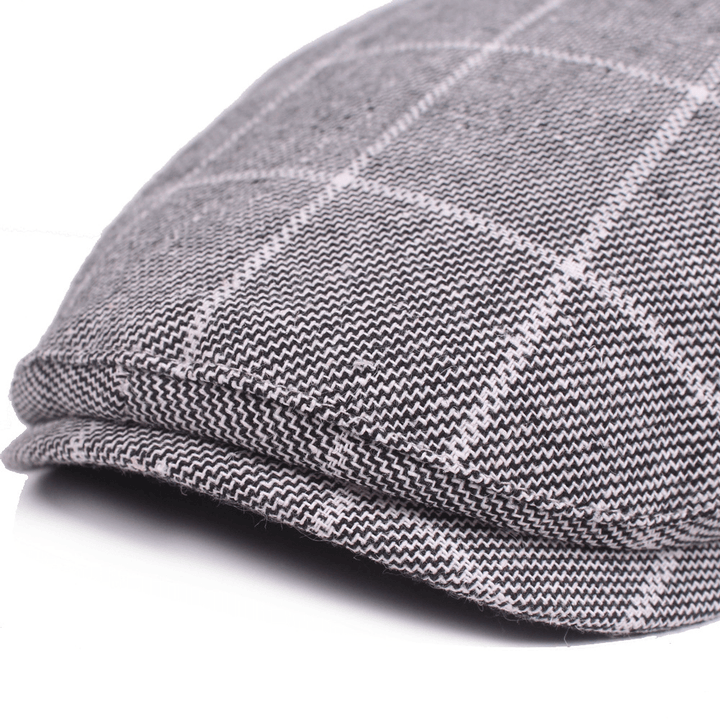 Men'S Plaid Cap Cotton College Style - MRSLM