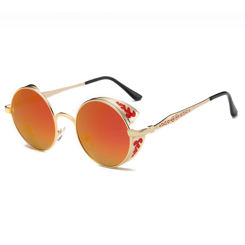 Women Punk round Ladies Polarized Sunglasses Outdoor round Frame Colorful Goggle - MRSLM