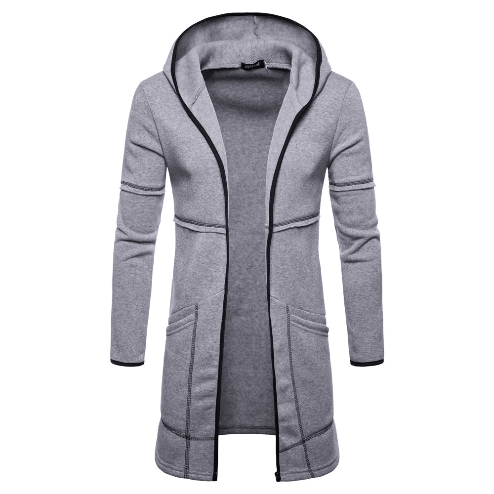 Men'S High Street Mid-Length Large Pocket Hooded Cardigan - MRSLM