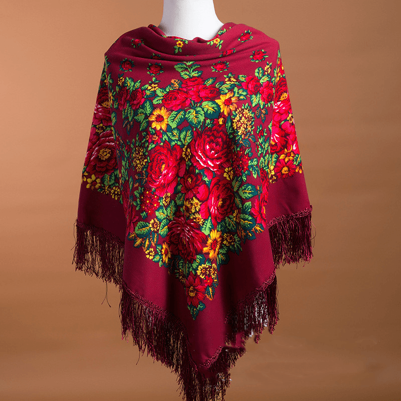 large square ethnic print scarf, view 17 - MRSLM