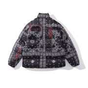 men's thick cashew flower print cotton coat, view 4 - MRSLM