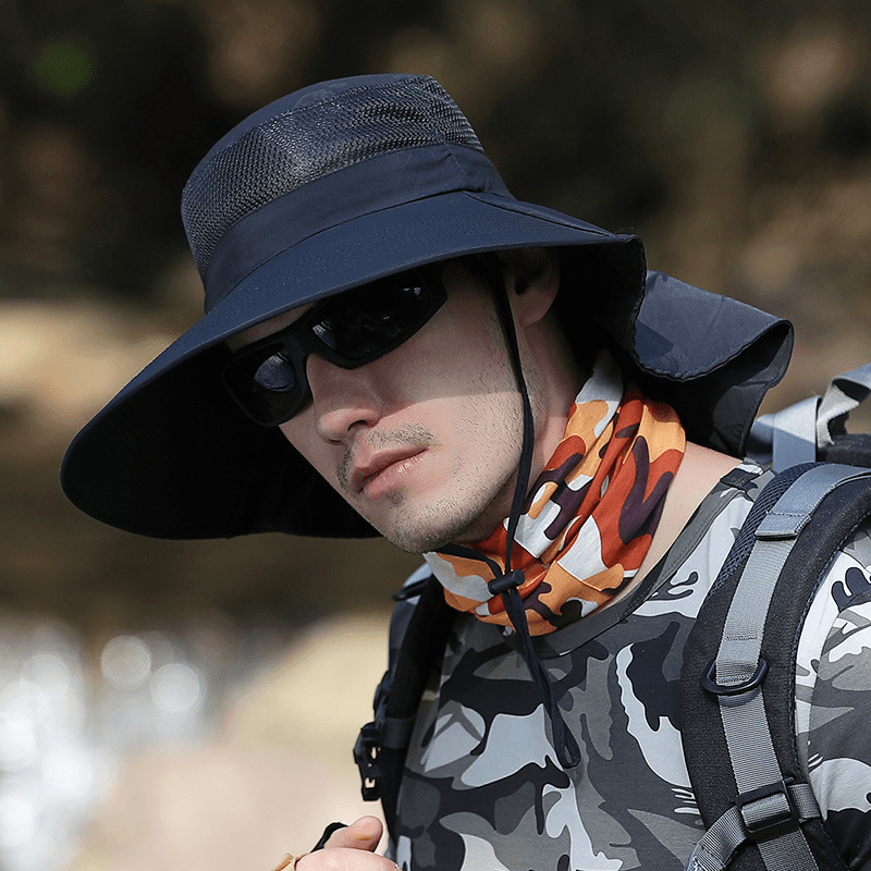 men's cotton wide brim fisherman hat, view 5 - MRSLM