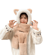 cat scarf hat gloves set faux rabbit fur, view 9 - MRSLM