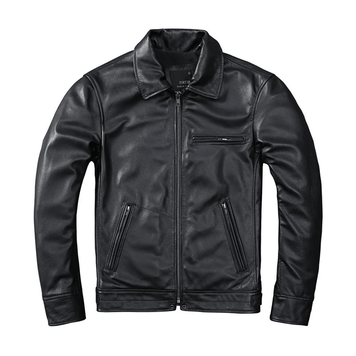 Top Layer Soft Calfskin Men'S Slim Leather Jacket - MRSLM