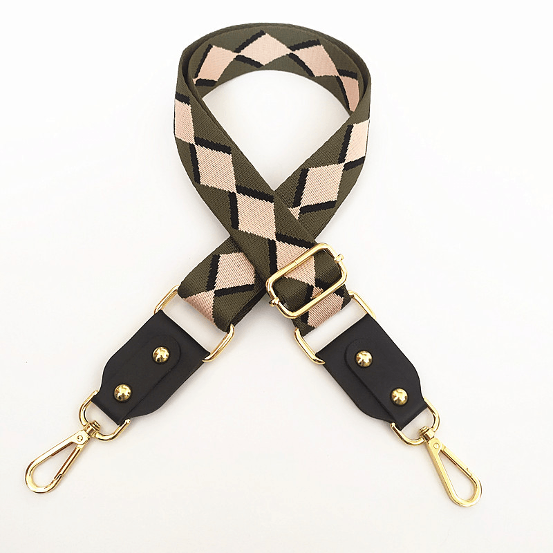 adjustable jacquard bag strap with leather, view 20 - MRSLM