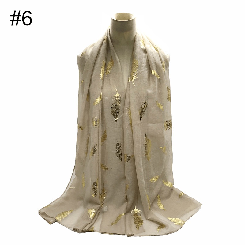 gold leaf print scarf turban shawl, view 10 - MRSLM