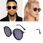 Metal round Face Sunglasses Retro Driver Sunglasses Men and Women Sunglasses - MRSLM