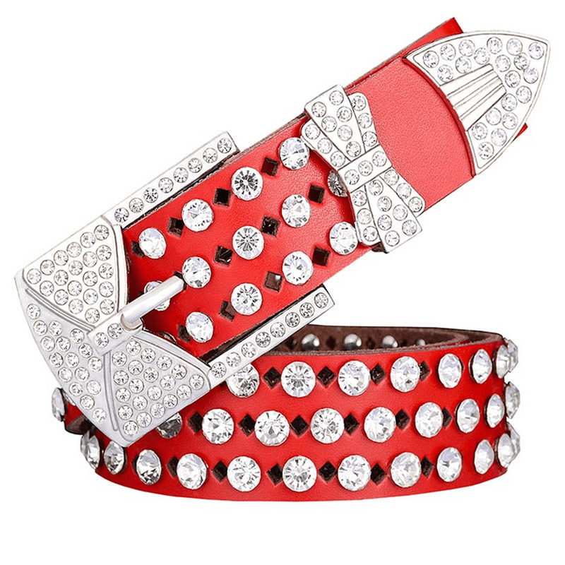 Women's cowhide rhinestone butterfly belt, view 8 - MRSLM