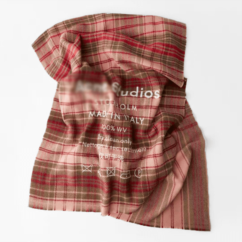 rainbow plaid wool blend scarf, view 3 - MRSLM