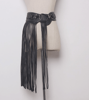 Wide black tassel fringe belt - MRSLM