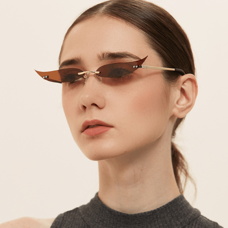 rimless pointed cat-eye sunglasses - MRSLM