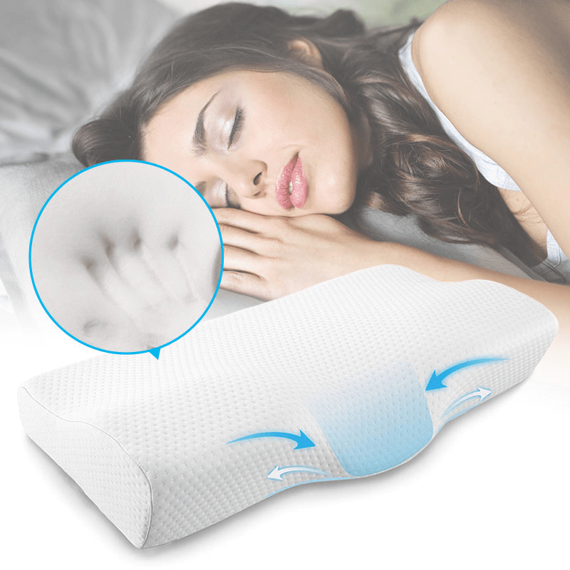 Memory Foam Orthopedic Pillow for Neck and Shoulder Pain Butterfly Shaped Pillow with Extra Foam Layer - MRSLM