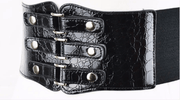 women's black ultra-wide rivet elastic belt, view 5 - MRSLM