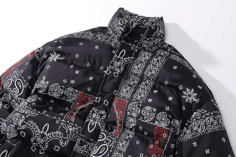 men's thick cashew flower print cotton coat, view 5 - MRSLM