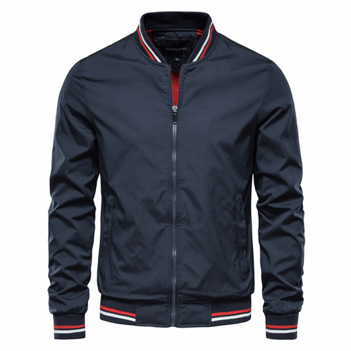 striped baseball collar nylon jacket, view 3 - MRSLM