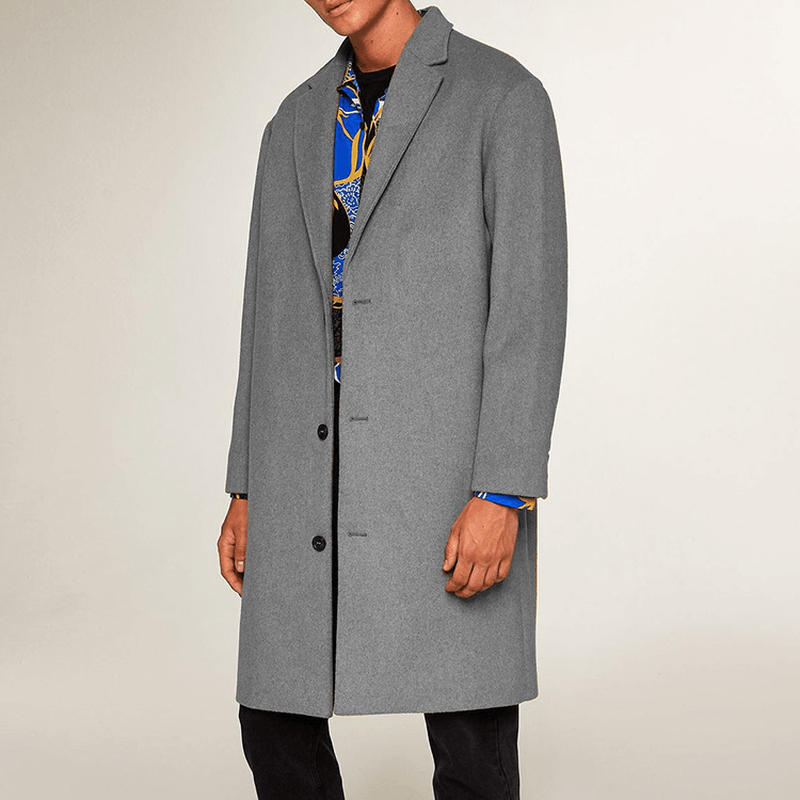 men's long woolen blend jacket, view 3 - MRSLM