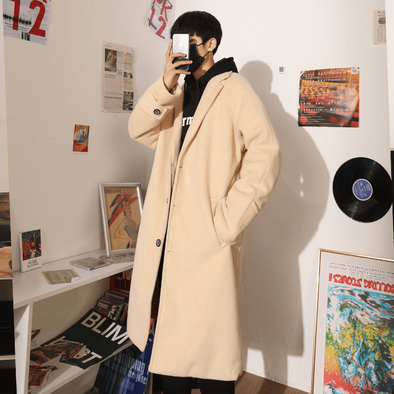 Men's mid-length woolen coat, view 5 - MRSLM