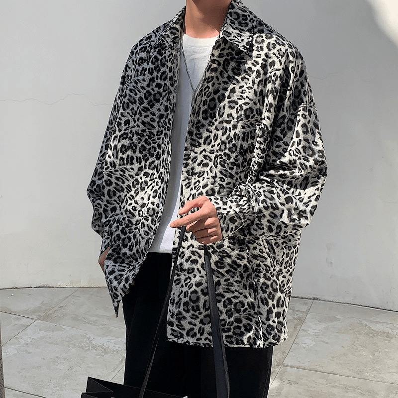 Leopard Print Retro Couple Loose Lapel Shirt Jacket