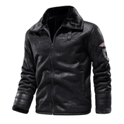 faux leather velvet padded lapel coat - MRSLM