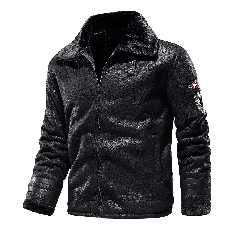 faux leather velvet padded lapel coat - MRSLM