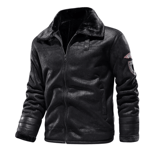 faux leather velvet padded lapel coat - MRSLM