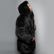 men's black faux fur jacket, view 4 - MRSLM