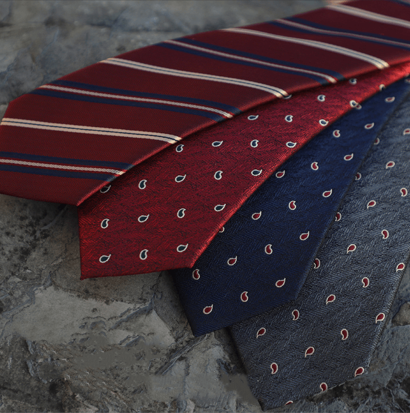 men's 7cm striped jacquard tie, view 8 - MRSLM