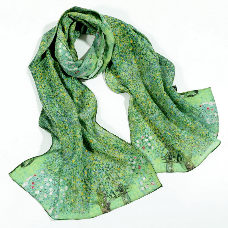 Mulberry silk oil painting scarf, view 10 - MRSLM