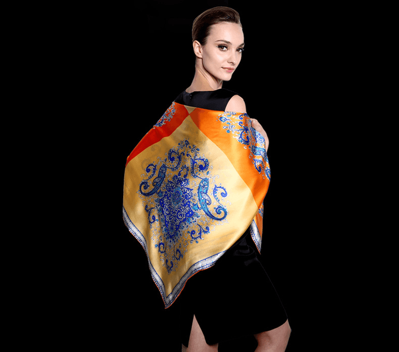 ladies printed silk scarf, view 4 - MRSLM