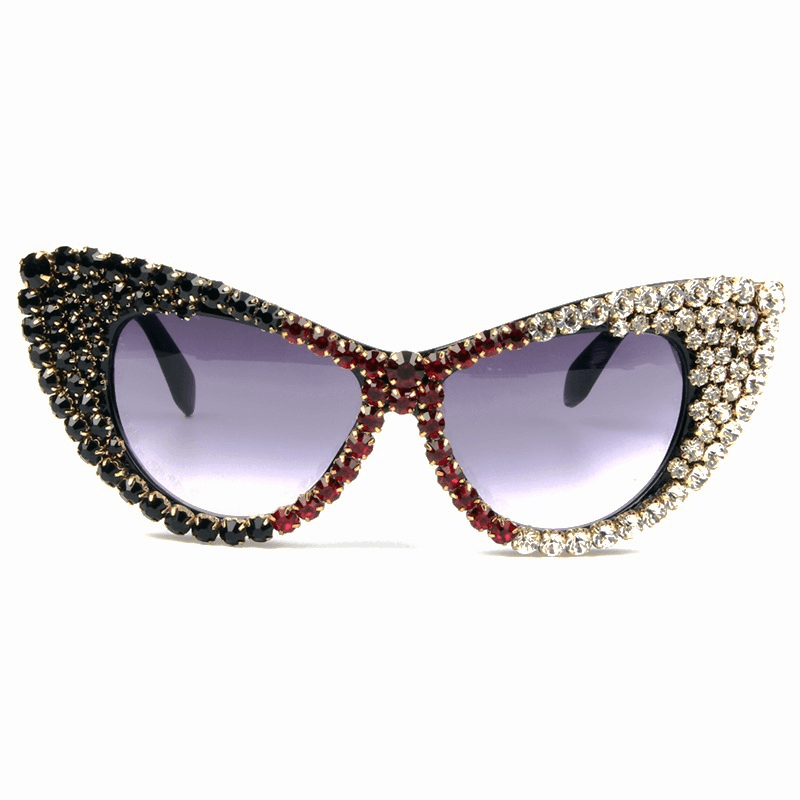 women's purple cat-eye rhinestone sunglasses, view 5 - MRSLM