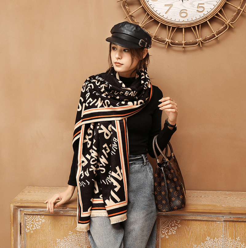 Women's letter jacquard warm scarf - MRSLM