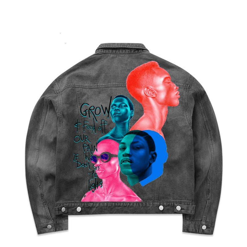 graffiti print denim jacket - MRSLM