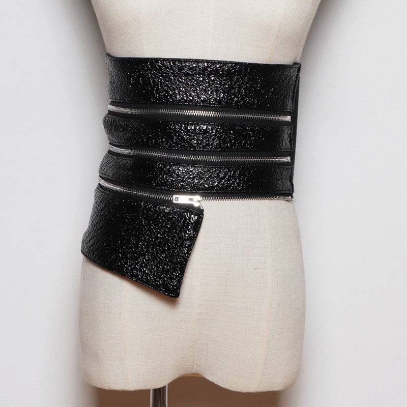 Women's black wide waist belt, view 4 - MRSLM