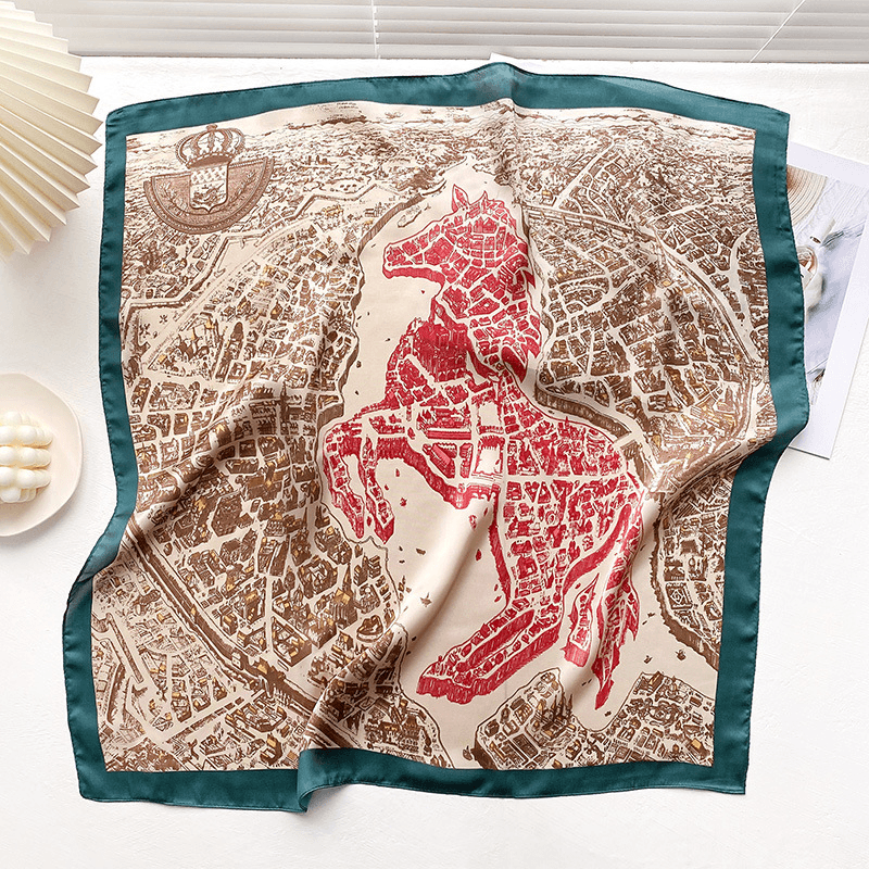 women's printed square scarf, view 11 - MRSLM