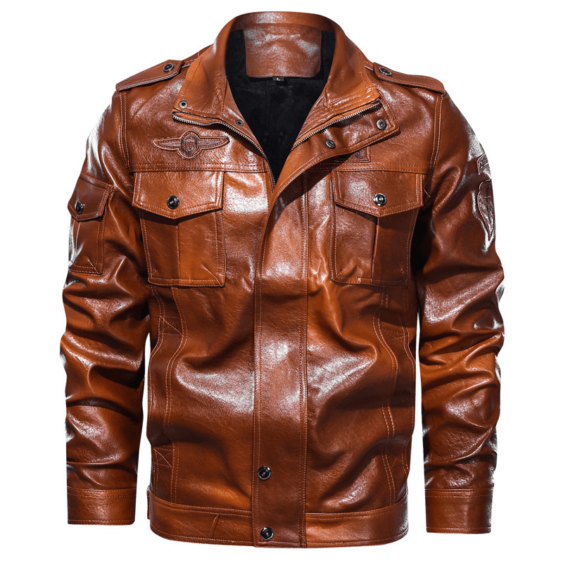 Men's washed PU leather jacket - MRSLM