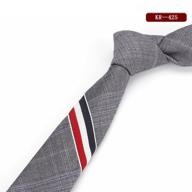 super narrow striped cotton tie, view 8 - MRSLM