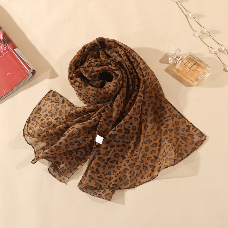 Leopard chiffon thin shawl, view 3 - MRSLM