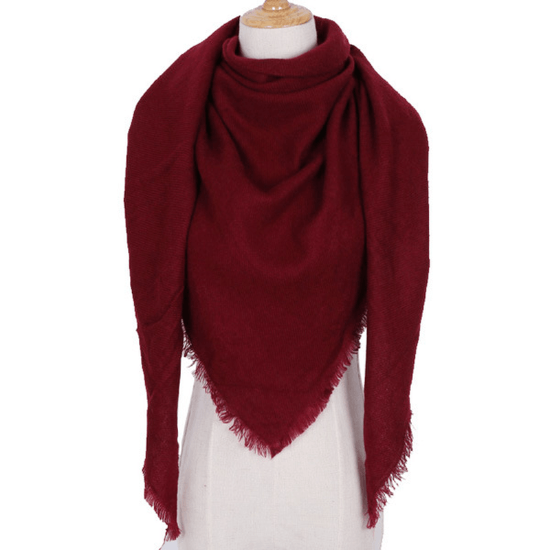 Women's solid-color triangle scarf, view 4 - MRSLM